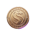 Gold Loyalty Coin mit violettem Neon-Glow f&uuml;r den GambleZen Bonus Shop