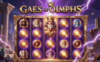 Gates of Olympus Slot Cover mit Zeus und Multiplikator-Orbs im GambleZen online casino