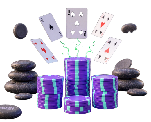 Leuchtender Neon-Chip-Stapel mit Spielkarten als Symbol f&uuml;r den GambleZen Willkommensbonus